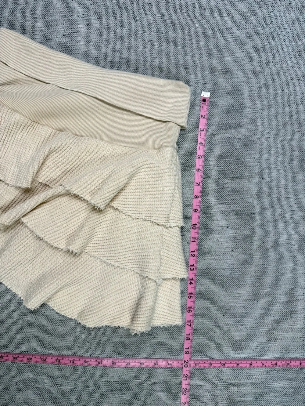 Free People Cream Ruffle Knit Skirt XL/TG Made in India